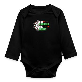 Dartscheibe Dart 180 in Darts - Baby Bio-Langarm-Body - Schwarz - Vorne