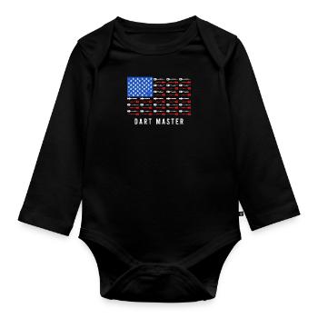 Dart Master USA Darts Arrows - Organic Longsleeve Baby Bodysuit - black - Front