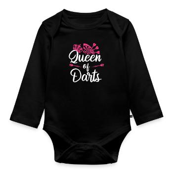 Queen of Darts Dart Zubehör Frauen in Dart - Baby Bio-Langarm-Body - Schwarz - Vorne