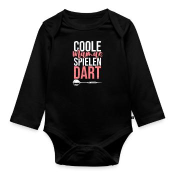 Coole Mamas Dart Damen Darts Zubehör spielen Dart - Baby Bio-Langarm-Body - Schwarz - Vorne