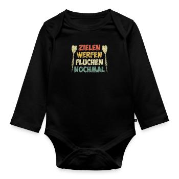 Darts Zielen Werfen Fluchen Dartscheibe Dart - Baby Bio-Langarm-Body - Schwarz - Vorne