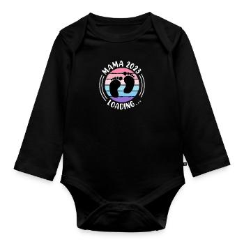 Mama 2023 schwanger mit Mädchen Junge Mama - Baby Bio-Langarm-Body - Schwarz - Vorne