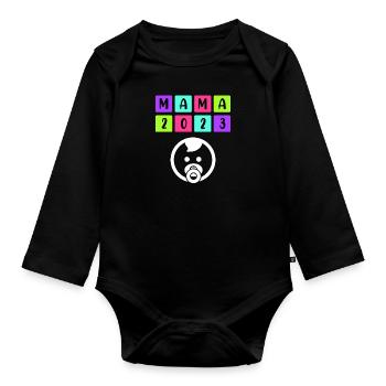 Maman 2023 Fille enceinte Garçon Maman - Body Bébé bio manches longues - noir - Devant