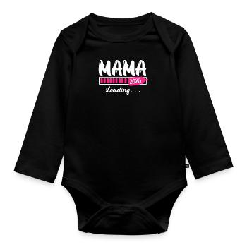 Mama to be 2023 pregnant with girl Mama - Organic Longsleeve Baby Bodysuit - black - Front