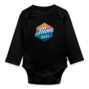 Maman 2023 - tomber enceinte Grossesse - Body Bébé bio manches longues - noir - Devant