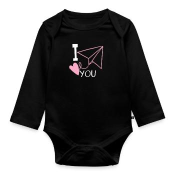 I love you - Organic Longsleeve Baby Bodysuit - black - Front
