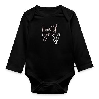 I love you - Organic Longsleeve Baby Bodysuit - black - Front