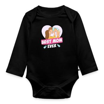 Best Mom Ever Beste Mama der Welt Mutter Kind - Baby Bio-Langarm-Body - Schwarz - Vorne