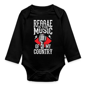 Le reggae est la musique de mon pays - Body Bébé bio manches longues - noir - Devant