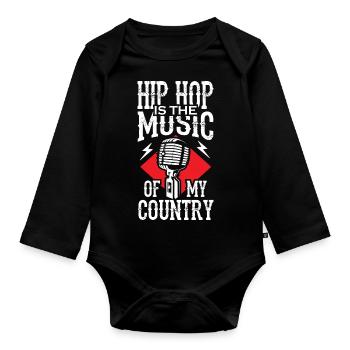 Le hip hop est la musique de mon pays - Body Bébé bio manches longues - noir - Devant