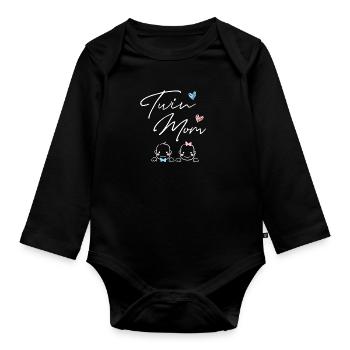 Pregnant with twins Twin Mom - Organic Longsleeve Baby Bodysuit - black - Front