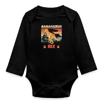 Dinosaur Kids Mamasaurus Rex Mother Mom - Organic Longsleeve Baby Bodysuit - black - Front