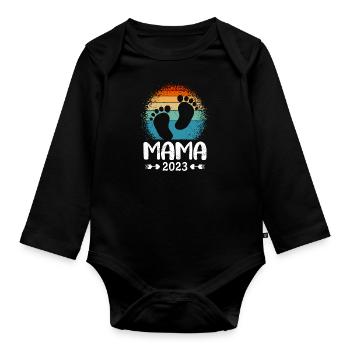 Mama 2023 Mutter schwanger werden Schwangerschaft - Baby Bio-Langarm-Body - Schwarz - Vorne