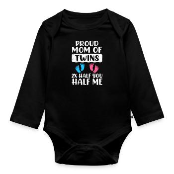 Mère de jumeaux Jeunes filles fière maman - Body Bébé bio manches longues - noir - Devant