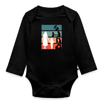 Mère pour la vie Famille Les enfants grandissent maman - Body Bébé bio manches longues - noir - Devant