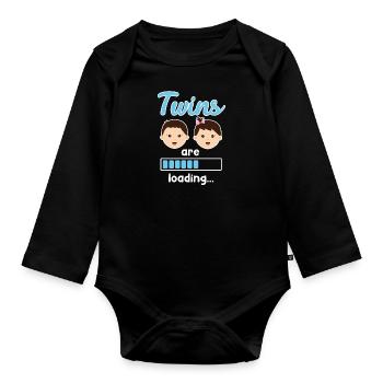 Twins Pregnant With Twins Young Girl - Organic Longsleeve Baby Bodysuit - black - Front