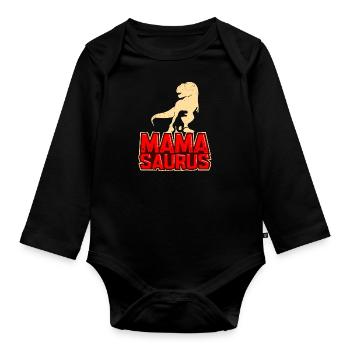Mama Saurus Mom-to-be Mother's Day - Organic Longsleeve Baby Bodysuit - black - Front