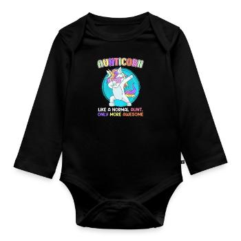 La tante licorne est meilleure que votre tante - Body Bébé bio manches longues - noir - Devant