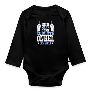 Dieser Mann ist der coolste Onkel der Welt Onkel - Baby Bio-Langarm-Body - Schwarz - Vorne