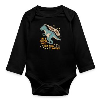 Onkel Saurus wie normaler Onkel nur cooler - Baby Bio-Langarm-Body - Schwarz - Vorne