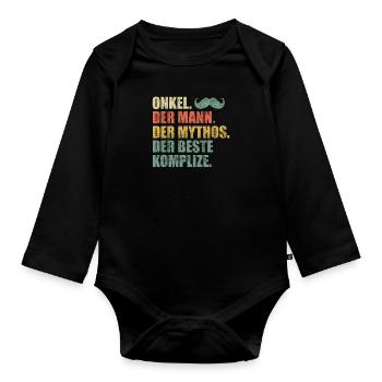 Onkel der Mann der Mythos der beste Komplize - Baby Bio-Langarm-Body - Schwarz - Vorne
