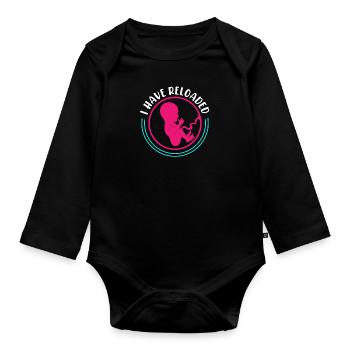 I have reloaded second child - Organic Longsleeve Baby Bodysuit - black - Front