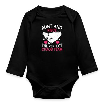 Aunt and niece the perfect Chaos Team Aunt - Organic Longsleeve Baby Bodysuit - black - Front