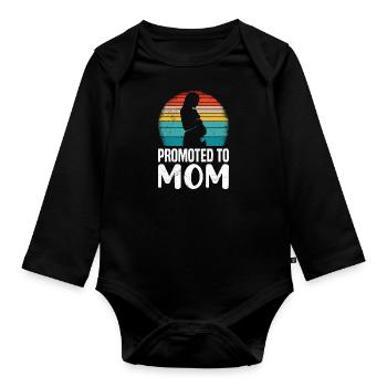 Promu à maman grossesse - Body Bébé bio manches longues - noir - Devant
