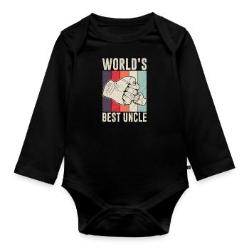 Meilleur oncle du monde - Body Bébé bio manches longues - noir - Devant