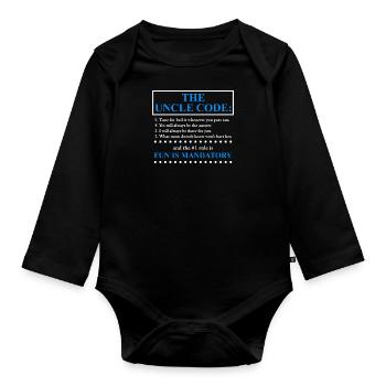 The Uncle Code funny uncle saying - Organic Longsleeve Baby Bodysuit - black - Front