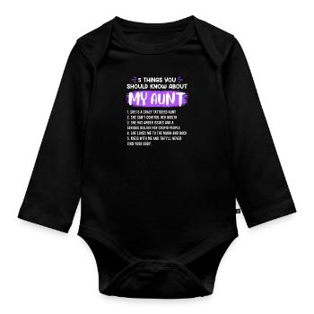 Ce que vous devez savoir sur ma tante - Body Bébé bio manches longues - noir - Devant