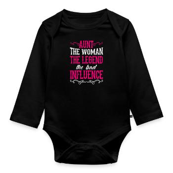 Tante Femme avec la Mauvaise Influence Cool Tante - Body Bébé bio manches longues - noir - Devant