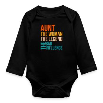 Légende et la mauvaise influence Meilleure tante - Body Bébé bio manches longues - noir - Devant