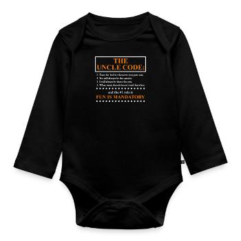 The Uncle Code funny Uncle Saying - Organic Longsleeve Baby Bodysuit - black - Front