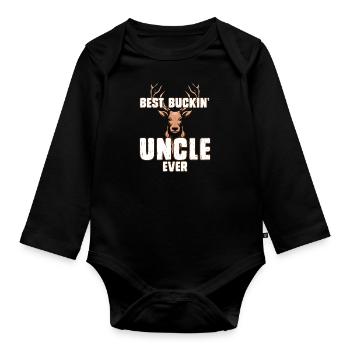 Best Buckin Uncle Ever Bester Onkel - Baby Bio-Langarm-Body - Schwarz - Vorne