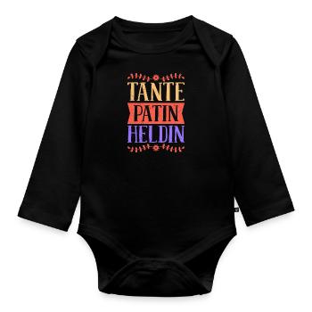 Ich bin Tante Patentante eine Heldin Beste Tante - Baby Bio-Langarm-Body - Schwarz - Vorne