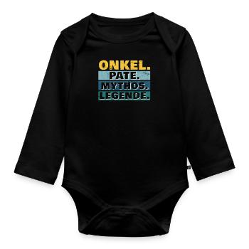 Onkel Pate Mythos Legende cooler Onkel - Baby Bio-Langarm-Body - Schwarz - Vorne