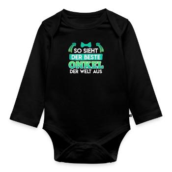 So sieht der beste Onkel der Welt aus - Baby Bio-Langarm-Body - Schwarz - Vorne