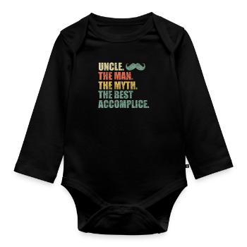 Onkel der Mann der Mythos der beste Komplize - Baby Bio-Langarm-Body - Schwarz - Vorne