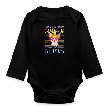 La vie de Chuahuahua - Body Bébé bio manches longues - noir - Devant