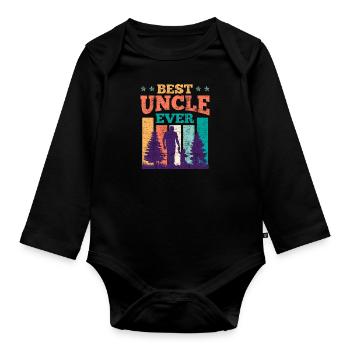 Best Uncle ever Uncle - Organic Longsleeve Baby Bodysuit - black - Front