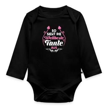 So sieht die weltbeste Tante aus Beste Tante - Baby Bio-Langarm-Body - Schwarz - Vorne