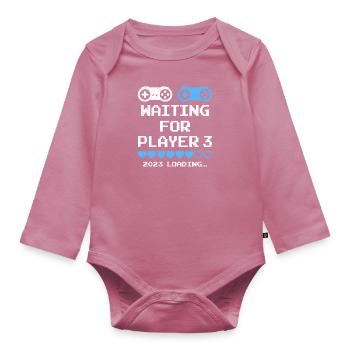 Waiting for Player 3 Expectant Parents Dad Mom - Organic Longsleeve Baby Bodysuit - mauve - Front