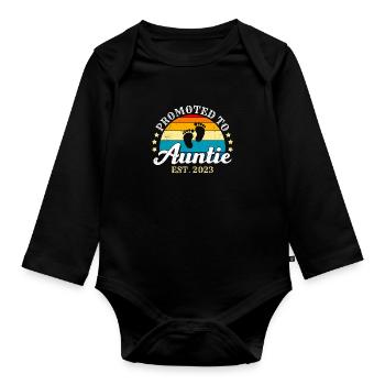 Promoted to Auntie 2023 Promotion Best Aunt - Organic Longsleeve Baby Bodysuit - black - Front