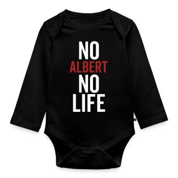 No Albert No Life - Organic Longsleeve Baby Bodysuit - black - Front
