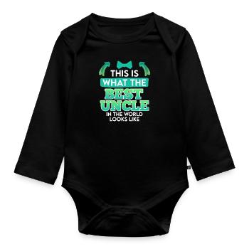 So sieht der beste Onkel der Welt aus - Baby Bio-Langarm-Body - Schwarz - Vorne