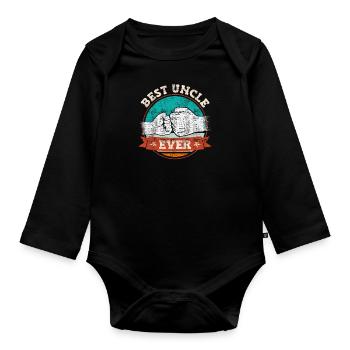 Best Uncle Ever - Organic Longsleeve Baby Bodysuit - black - Front