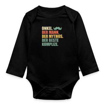 Onkel der Mann der Mythos der beste Komplize - Baby Bio-Langarm-Body - Schwarz - Vorne