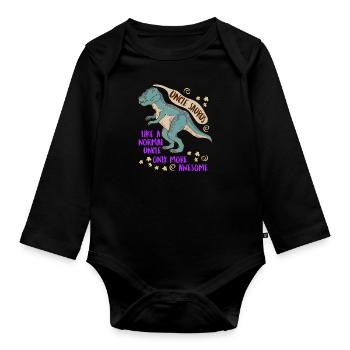 Onkel Saurus wie normaler Onkel nur cooler - Baby Bio-Langarm-Body - Schwarz - Vorne