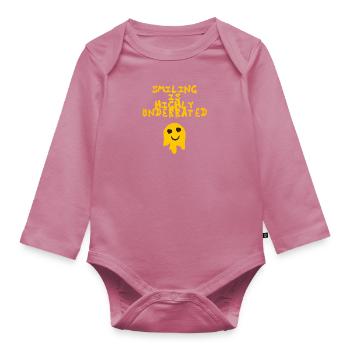 Le sourire est très sous-estimé, citation de bonheur - Body Bébé bio manches longues - mauve - Devant